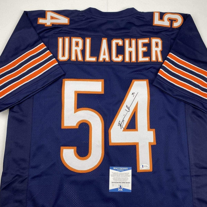 Autographed/Signed Brian Urlacher Chicago Blue Jersey Beckett BAS COA