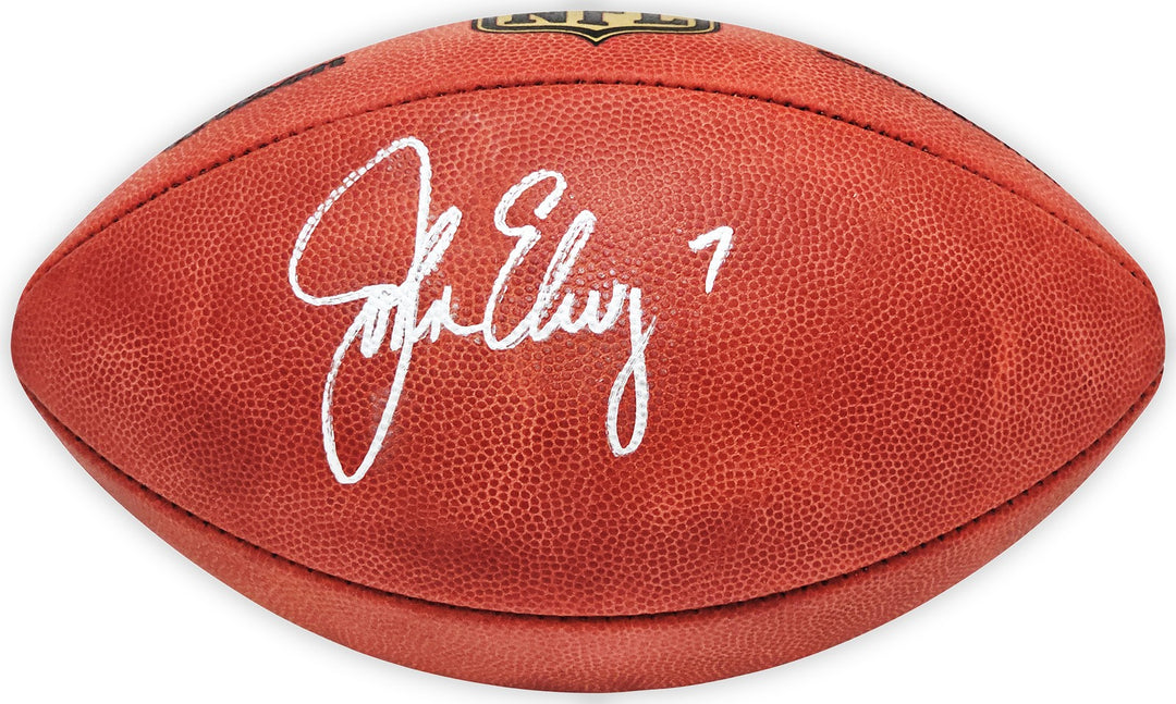 John Elway Signed Official Leather Gold Shield Football Broncos Beckett Wit