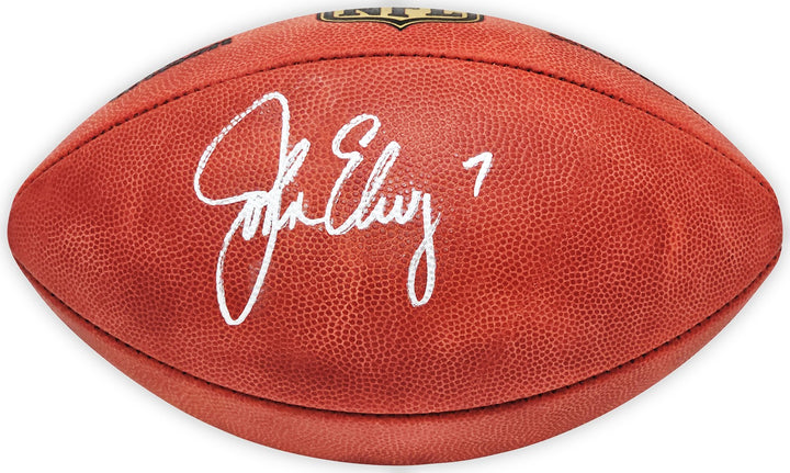 John Elway Signed Official Leather Gold Shield Football Broncos Beckett Wit