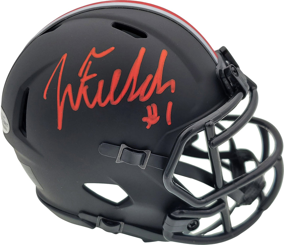 Justin Fields Signed Ohio State Buckeyes Eclipse Black Speed Mini Helmet Beckett