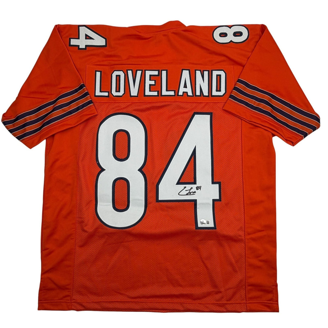 Autographed/Signed Colston Loveland Chicago Orange Football Jersey Beckett COA