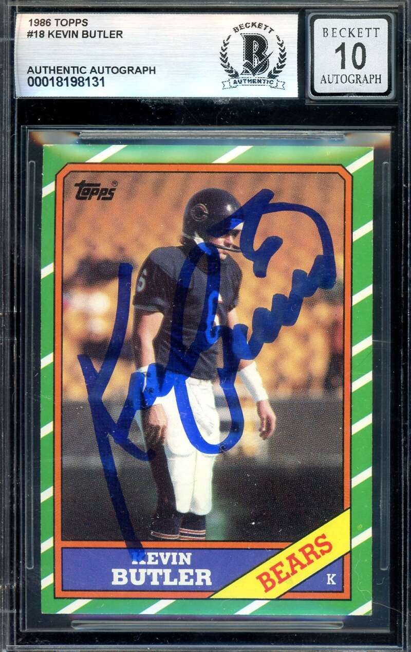 Kevin Butler Gem Mint 10 Beckett BAS Signed 1986 Topps Rookie Autograph Bears