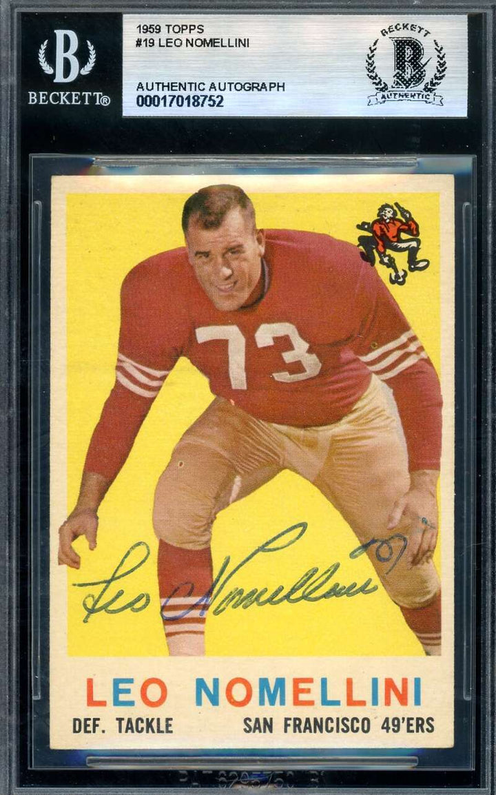 Leo Nomellini Beckett BAS Vintage Signed 1959 Topps Autograph