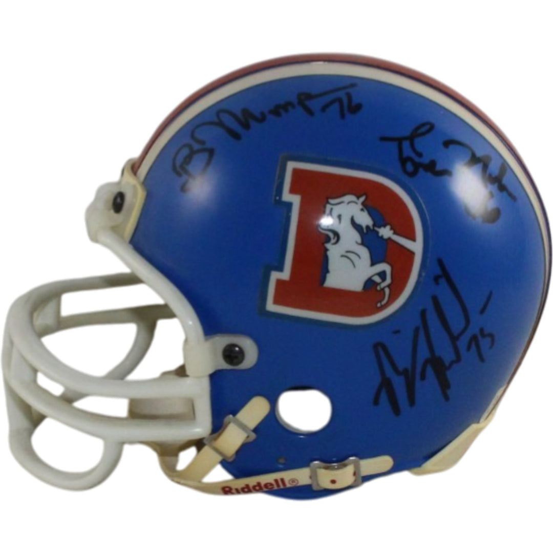 Tom Nalen Gary Zimmerman +3 Signed Denver Broncos VSR4 Mini Helmet Beckett 55423