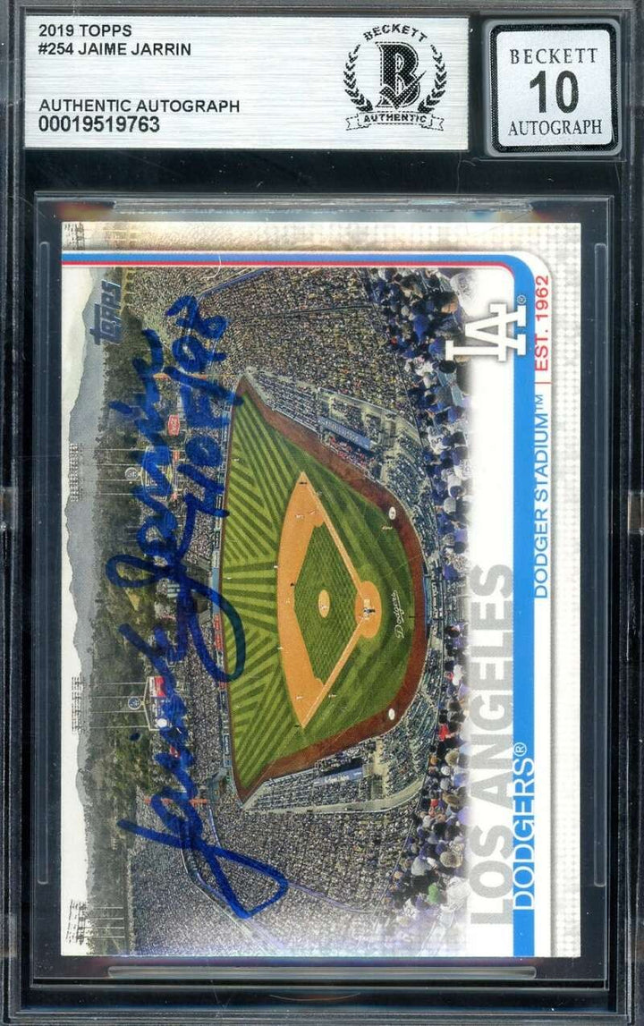 Jaime Jarrin Gem Mint 10 Beckett BAS Signed 2019 Topps Autograph Dodgers