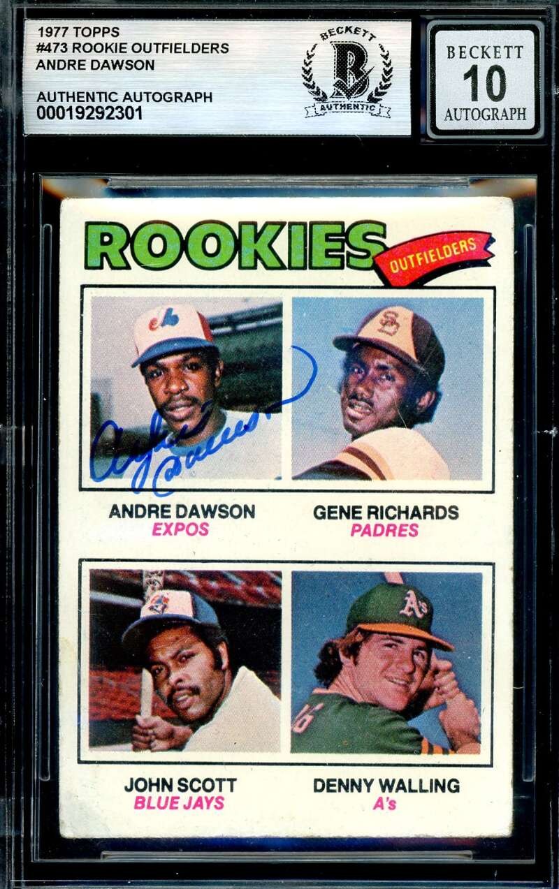 Andre Dawson Gem Mint 10 Beckett BAS Signed 1977 Topps Rookie Autograph