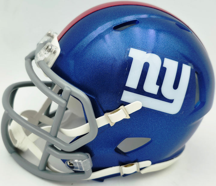 Cam Skattebo Signed Giants Blue Speed Mini Helmet Beckett QR