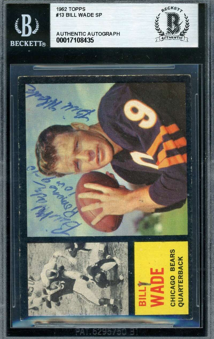 Bill Wade Beckett BAS Signed 1962 Topps Autograph