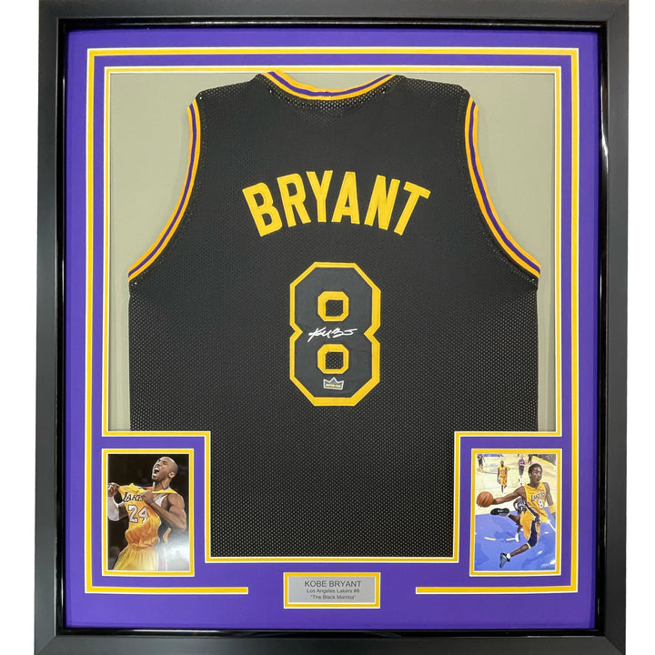 Framed Facsimile Autographed Kobe Bryant 33x42 #8 LA Reprint Laser Auto Jersey