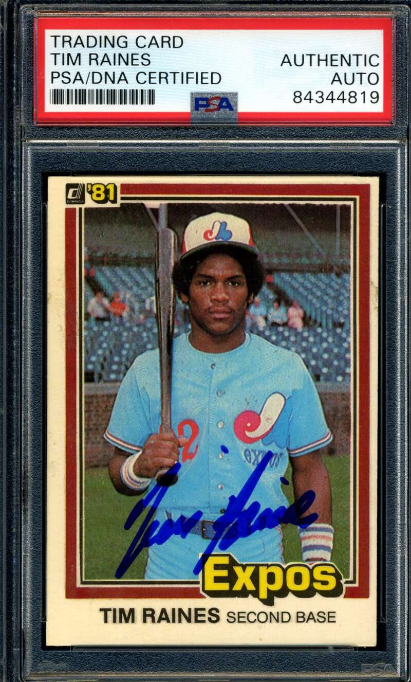 Tim Raines PSA DNA Coa Signed 1981 Donruss Rookie Autograph