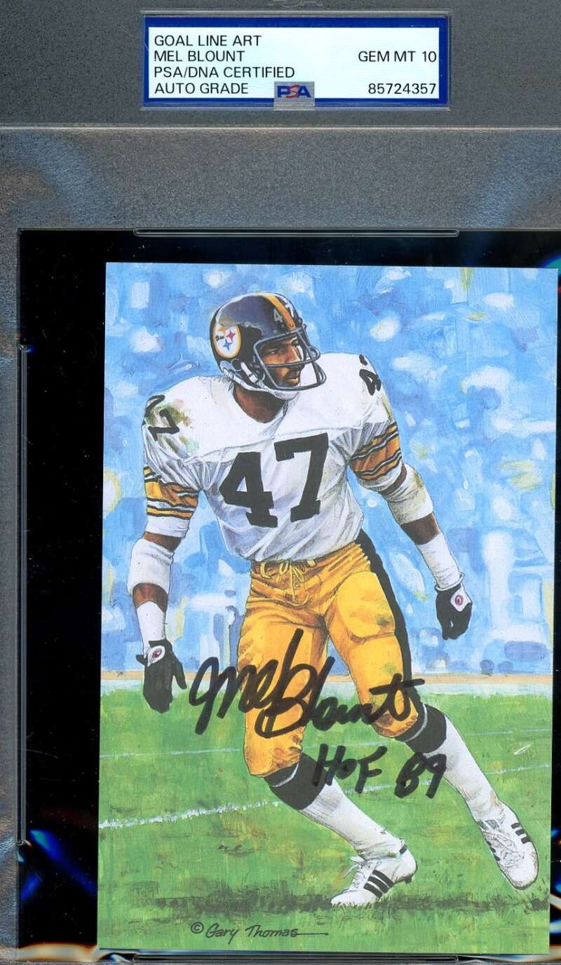 Mel Blount Gem Mint 10 PSA DNA Signed Goal Line Art Card GLAC Autograph HOF 89
