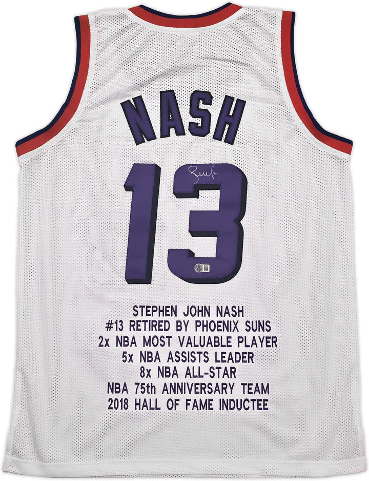 Phoenix Suns Steve Nash Autographed Signed White Stat Jersey Beckett Wit