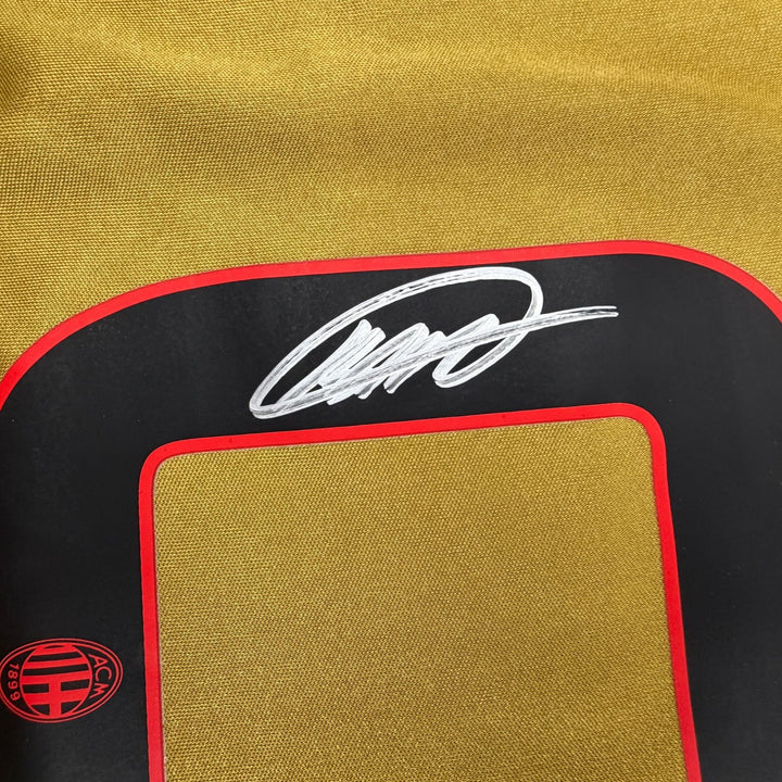 Autographed/Signed Ricardo Kaka AC Milan Gold Soccer Jersey Beckett BAS COA