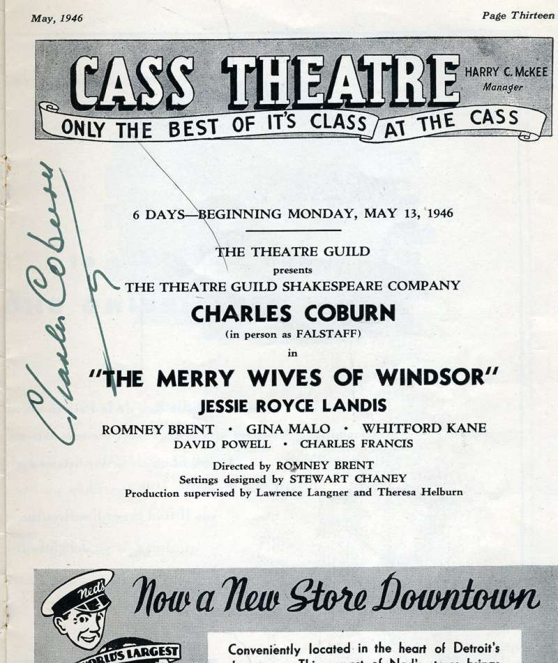 Charles Coburn Hand Signed Jsa Coa Theatre Program Autographed Authentic