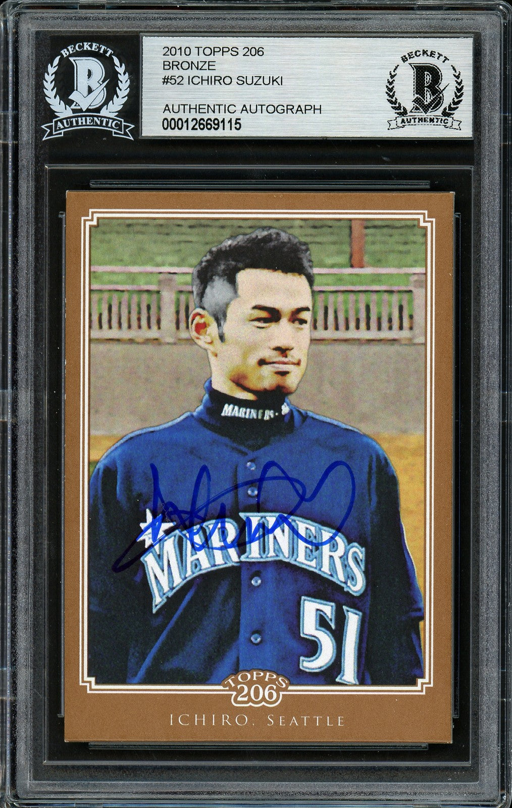 Ichiro Suzuki Signed 2010 Topps 206 Bronze Card 52 Mariners Beckett #12669115
