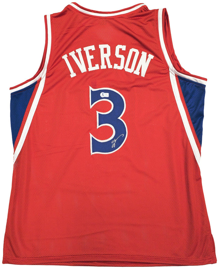 Philadelphia 76ers Allen Iverson Autographed Signed Red Jersey Beckett Wit