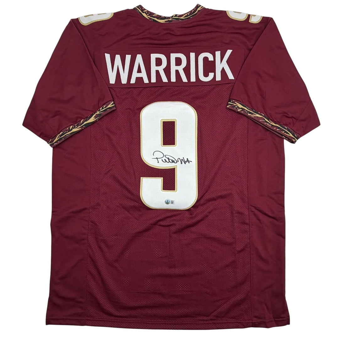 Autographed/Signed Peter Warrick Florida State FSU Maroon Jersey Beckett BAS COA