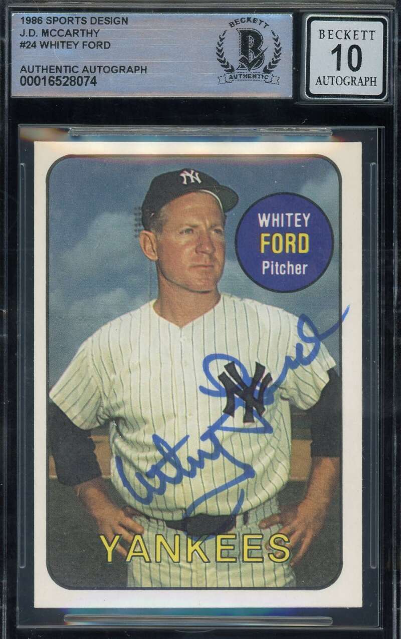 Whitey Ford Gem Mint 10 Beckett BAS Signed 1986 Sports Design J.D. McCarthy Auto