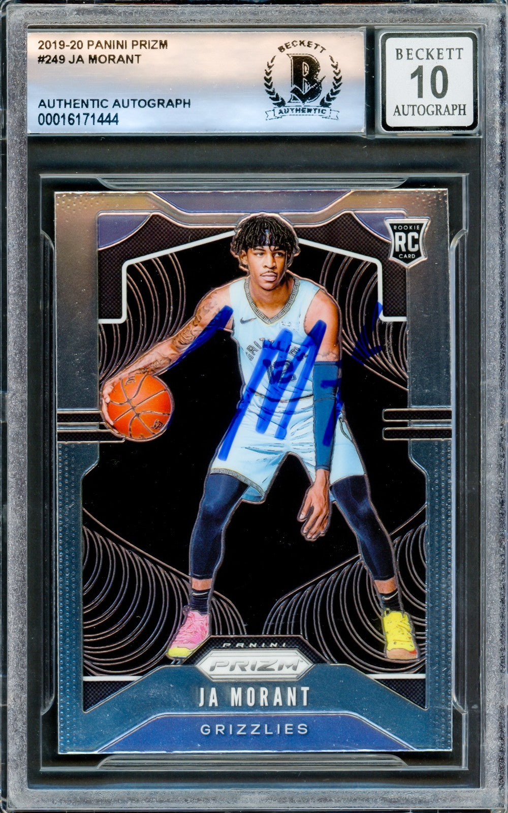 Ja Morant Signed 2019-20 Panini Prizm RC 249 Grizzlies Auto GM 10 Beckett