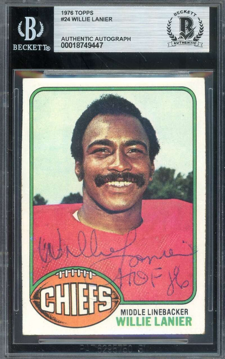 Willie Lanier Beckett BAS Vintage Signed 1976 Topps Autograph Chiefs