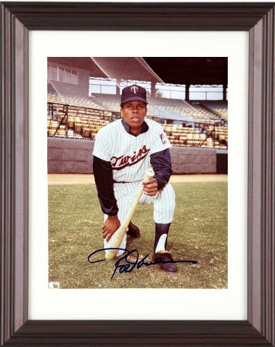 Rod Carew signed Minnesota Twins MLB 8x10 Photo minor dings Framed - COA (HOF)