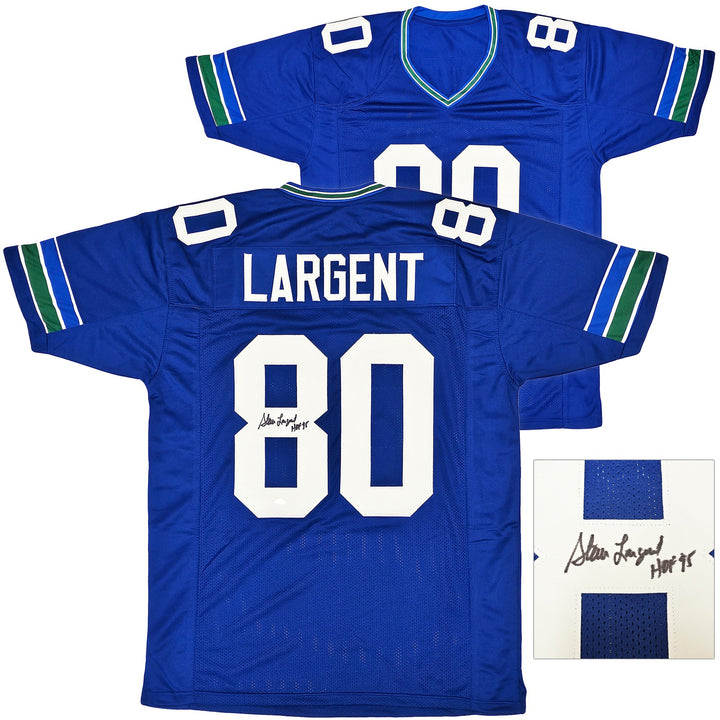Seattle Seahawks Steve Largent Signed Blue Jersey "HOF 95" MCS Holo