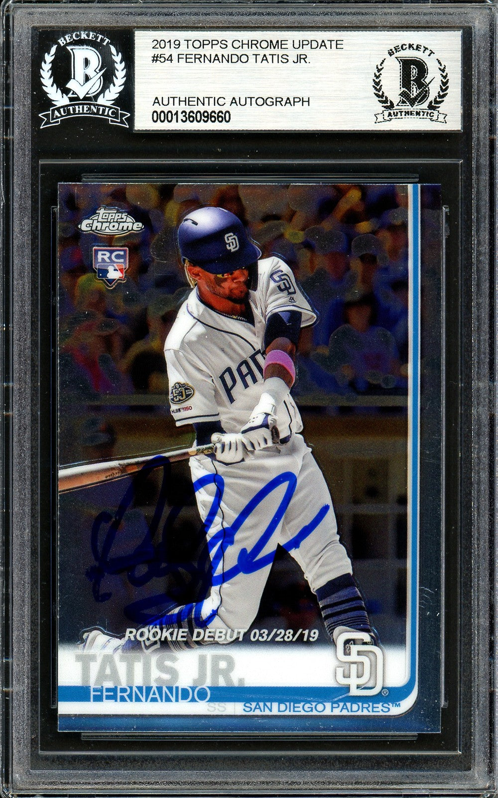 Fernando Tatis Jr. Auto 2019 Topps Chrome Update RC 54 Padres Beckett #13609660