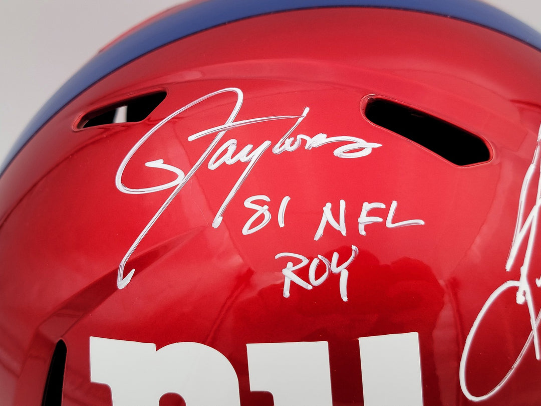 Lawrence Taylor Saquon Barkley Auto Giants Flash Red FS Rep Helmet NFL ROY BAS