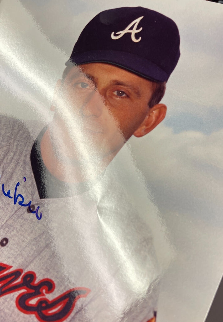 Phil Niekro signed Atlanta Braves MLB 8x10 Photo imperfect Framed- COA (HOF)