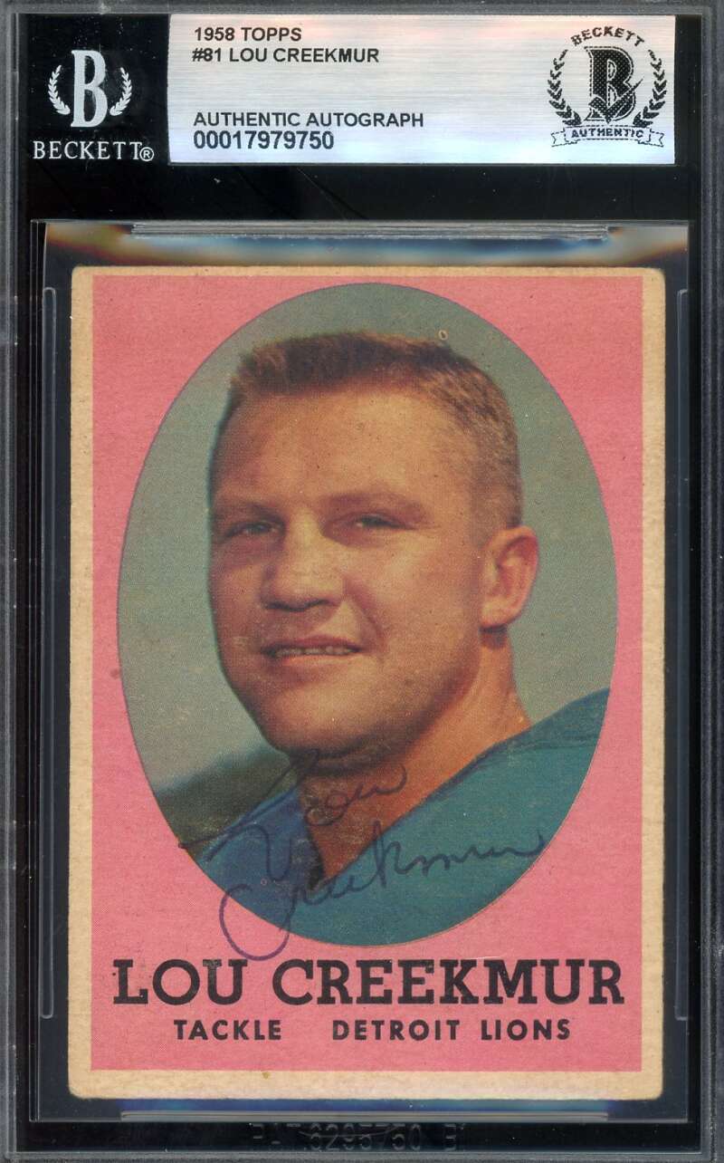Lou Creekmur Beckett BAS Vintage Signed 1958 Topps Autograph