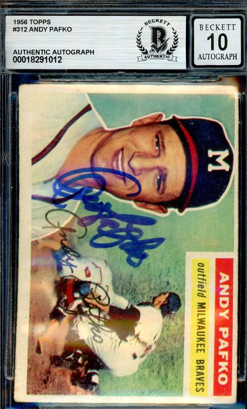Andy Pafko Gem Mint 10 Beckett BAS Signed 1956 Topps Autograph