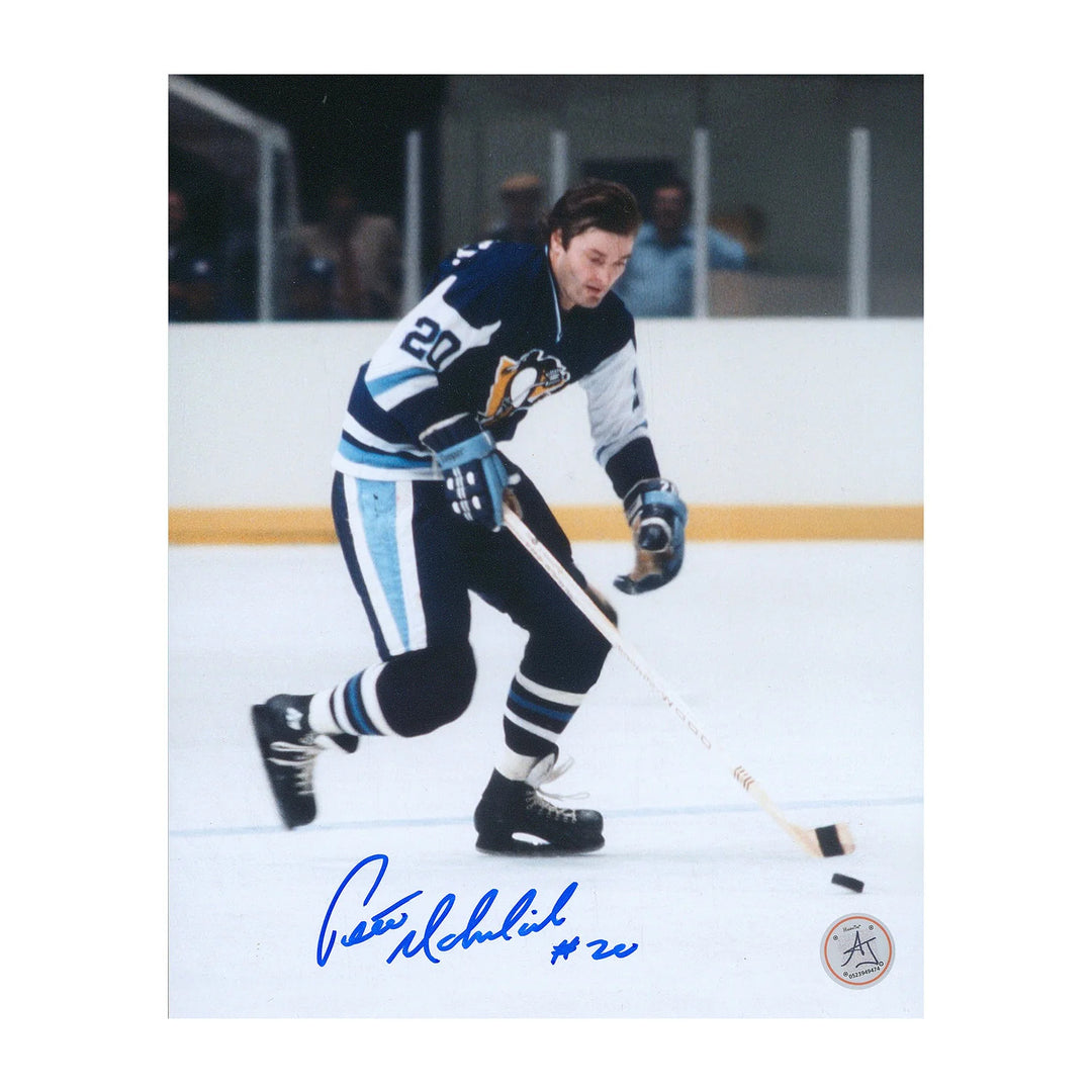 Peter Mahovlich Signed Pittsburgh Penguins Classic Hockey 8x10 Photo