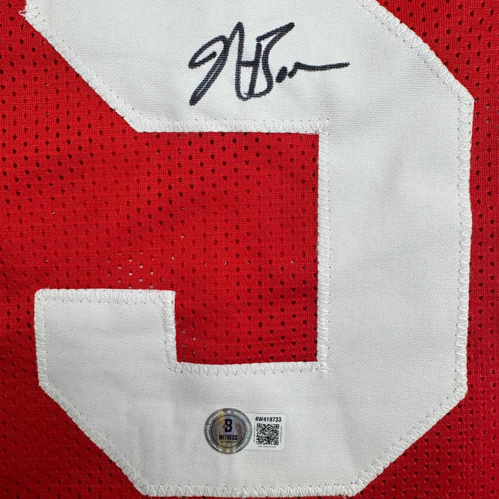 Autographed/Signed NaVorro Bowman San Francisco Red Jersey Beckett BAS COA