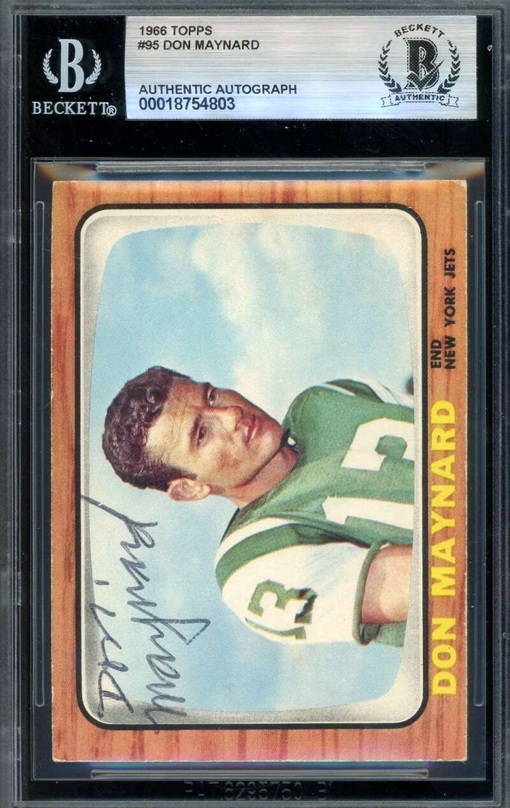 Don Maynard Beckett BAS Vintage Signed 1966 Topps Autograph Jets