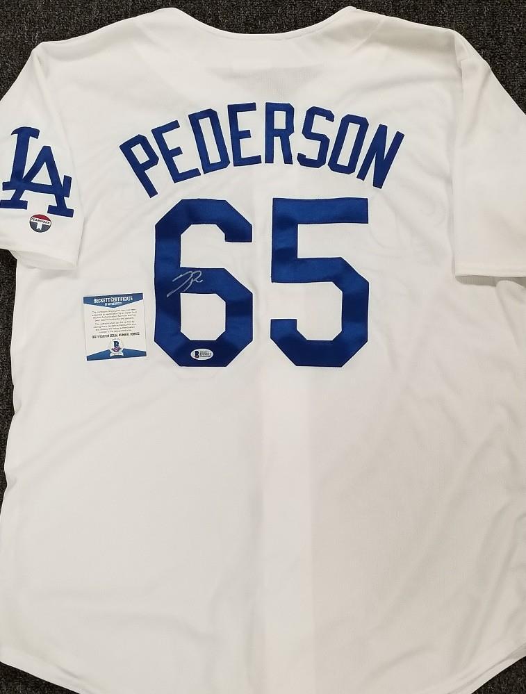 JOC PEDERSON autograph signed Los Angeles Dodgers rookie Jersey BAS COA Beckett