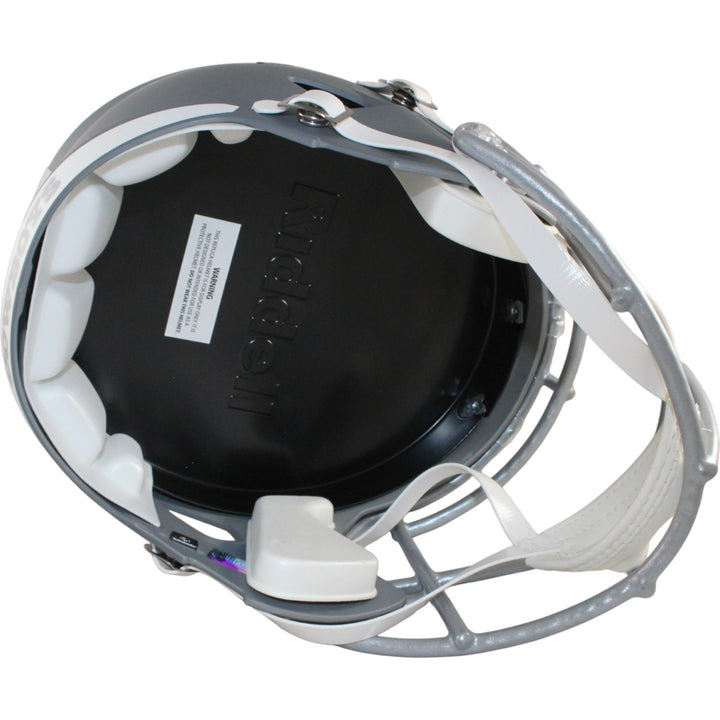 Michael Irvin Autographed Dallas Cowboys F/S Slate Helmet Beckett Witness 56364