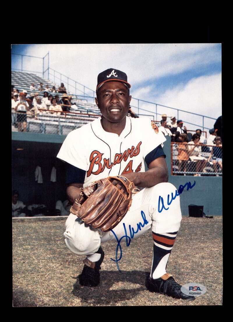 Hank Aaron PSA DNA Signed 8x10 Photo Autograph Braves