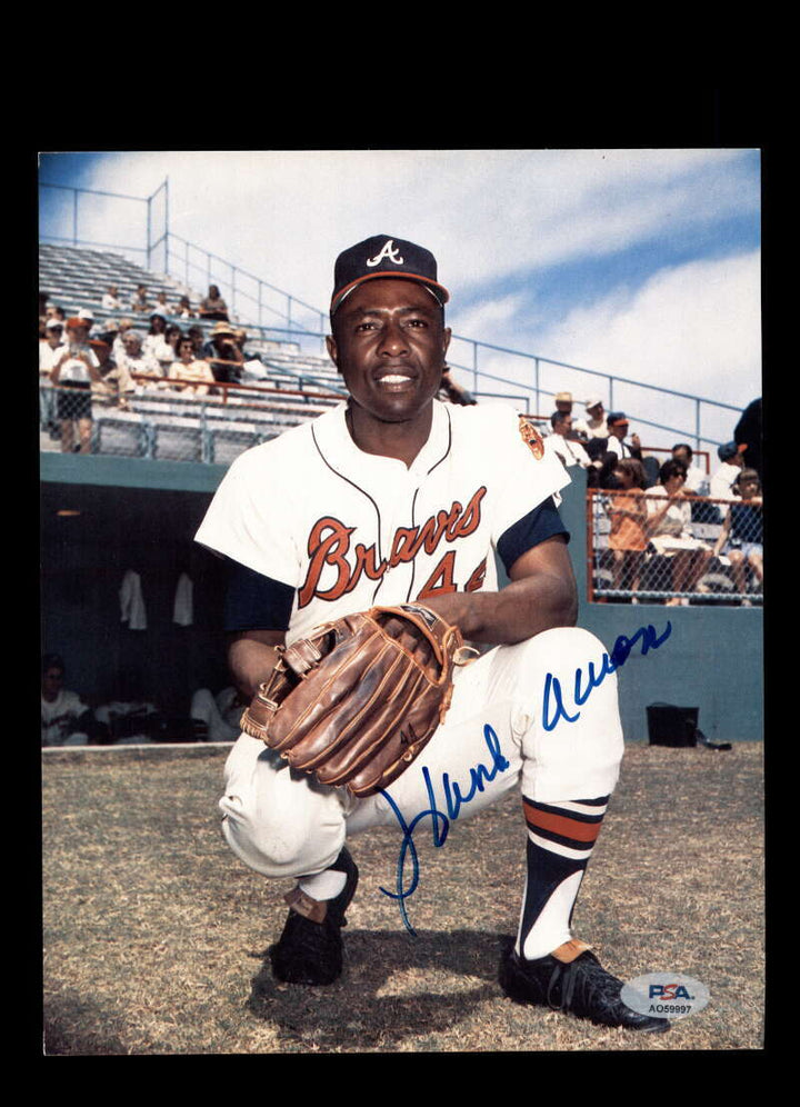 Hank Aaron PSA DNA Signed 8x10 Photo Autograph Braves