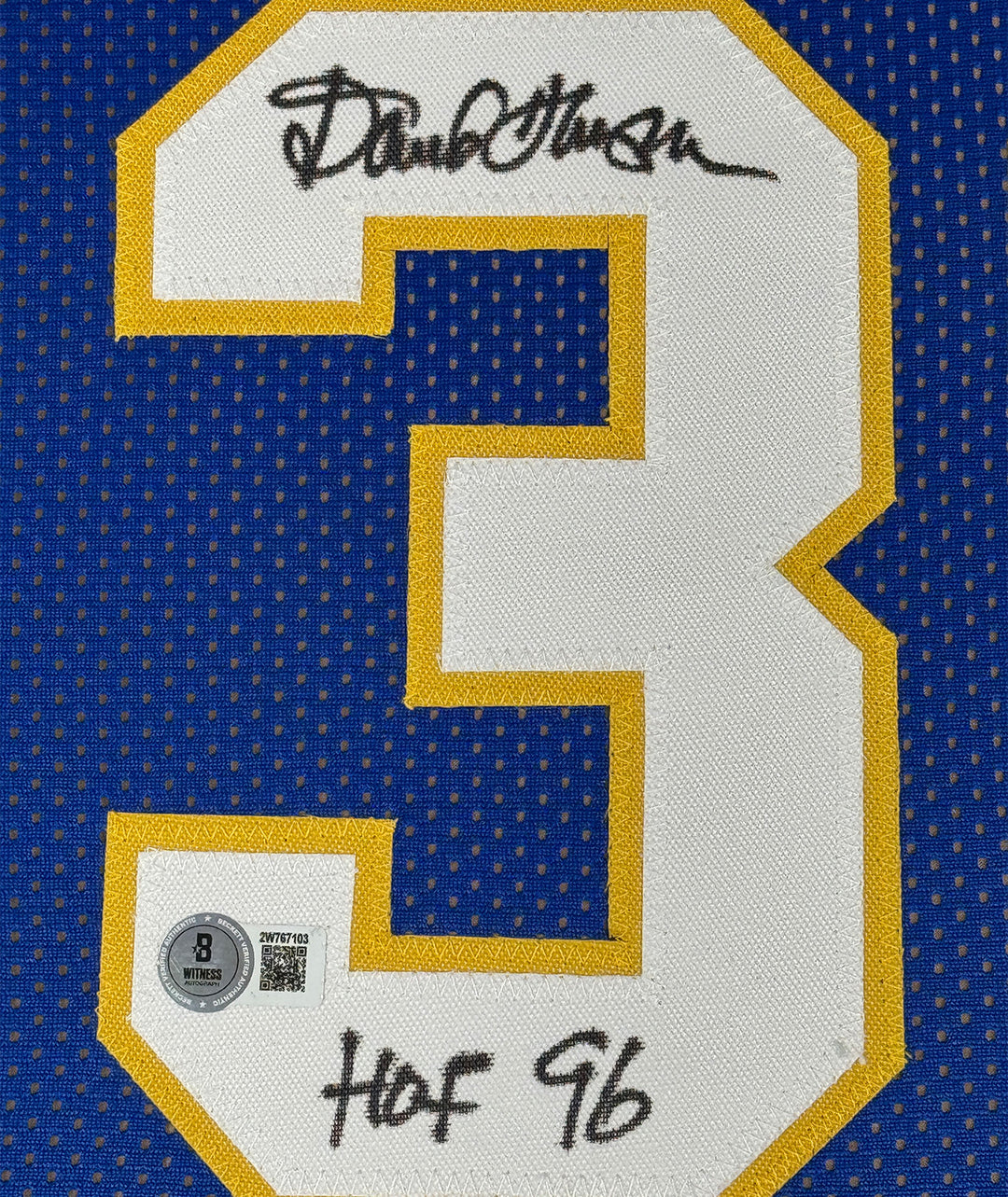 Framed Autographed/Signed David Thompson 35x39 HOF 96 Denver Blue Jersey BAS COA