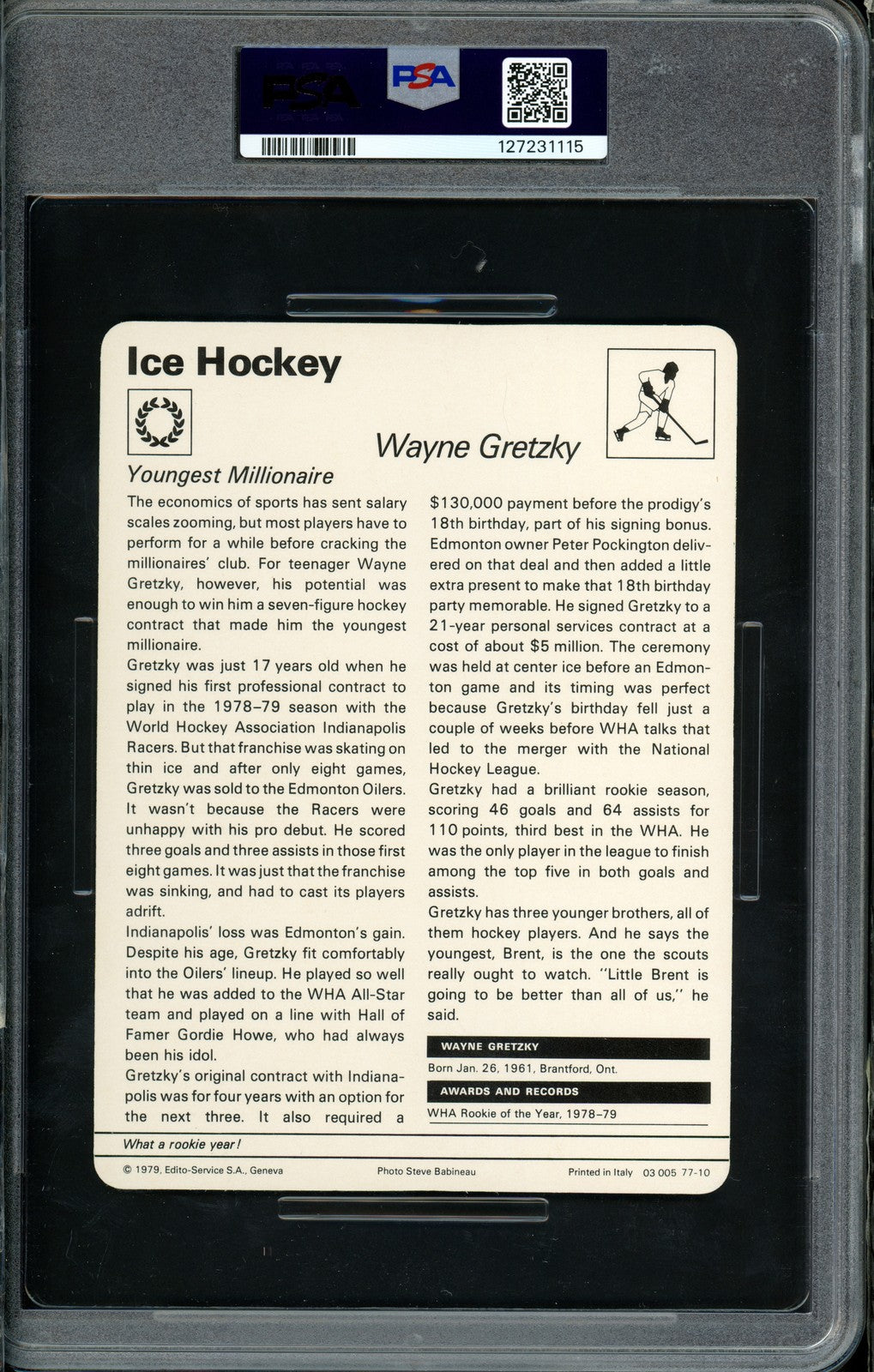 Wayne Gretzky 1977-79 Sportscaster Card #77-10 Edmonton Oilers PSA 4 #127231115