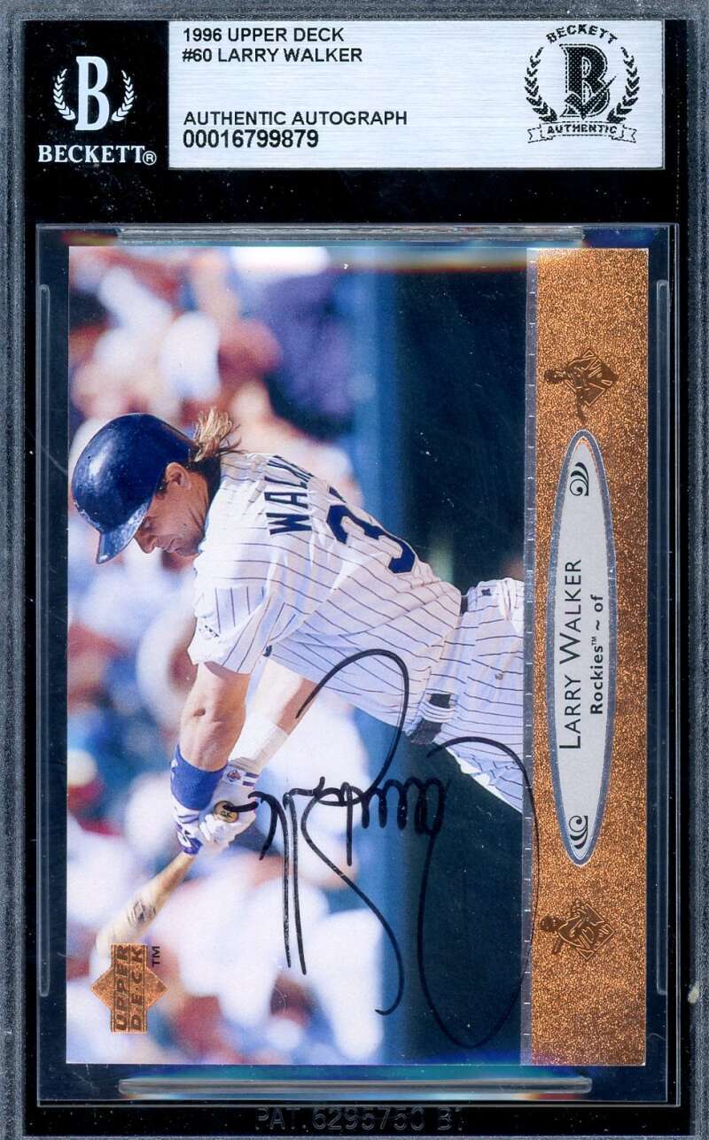 Larry Walker Beckett BAS Signed 1996 Upper Deck Autograph