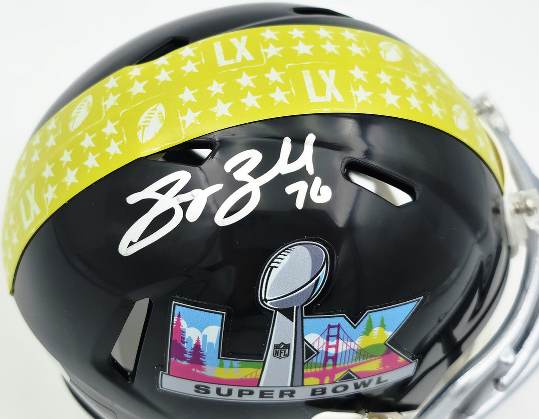 Grey Zabel Signed Seattle Seahawks Black SB LX Logo Speed Mini Helmet MCS Holo