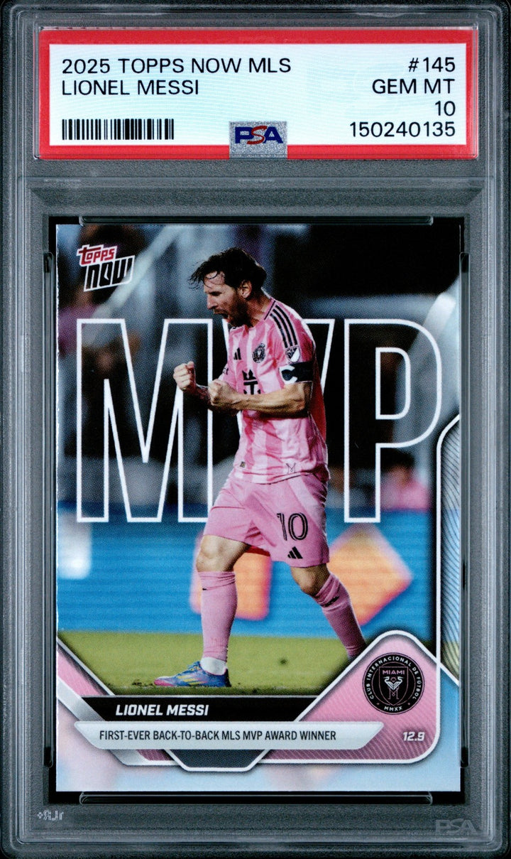 Graded 2025 Topps Now Lionel Messi #145 Soccer Card PSA 10 Gem Mint