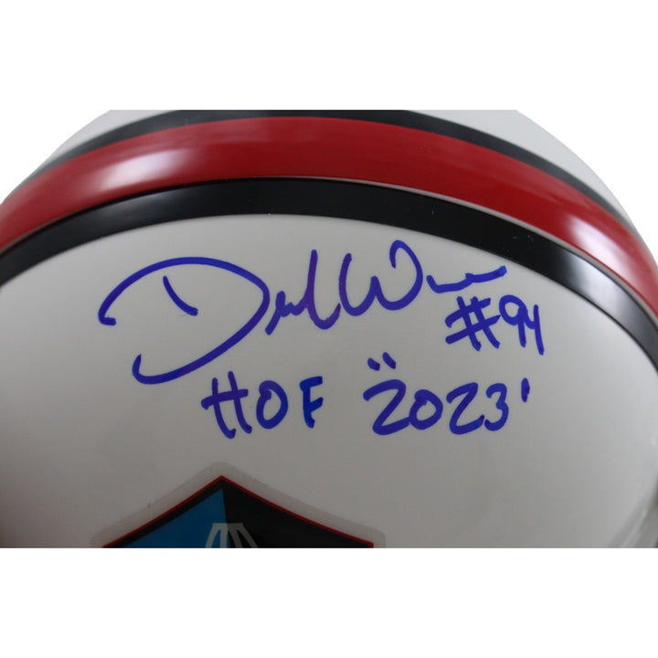Demarcus Ware Autographed Hall of Fame HOF VSR4 Mini Helmet Beckett WIT 56381
