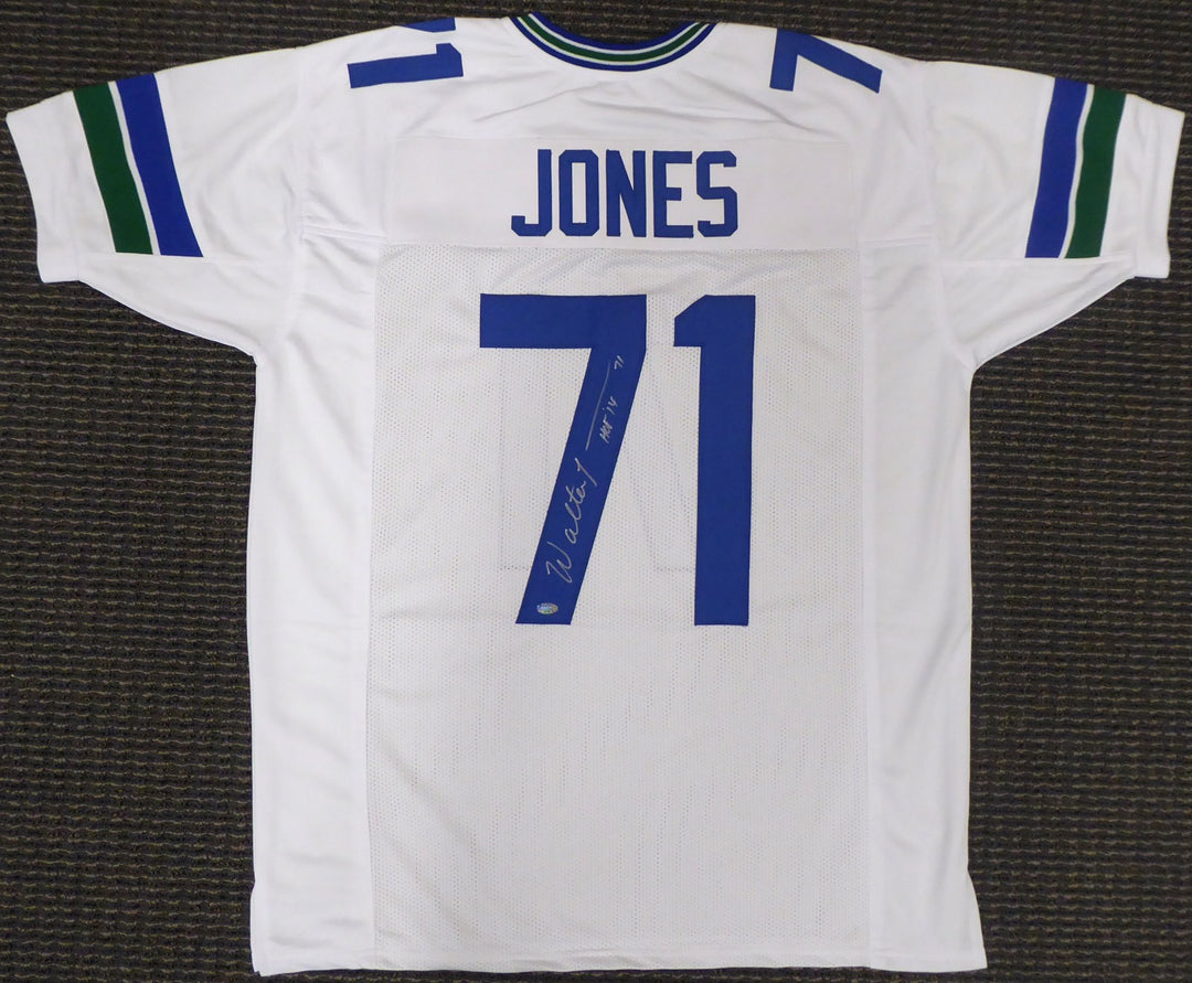 Seattle Seahawks Walter Jones Signed White Jersey "HOF '14" MCS Holo