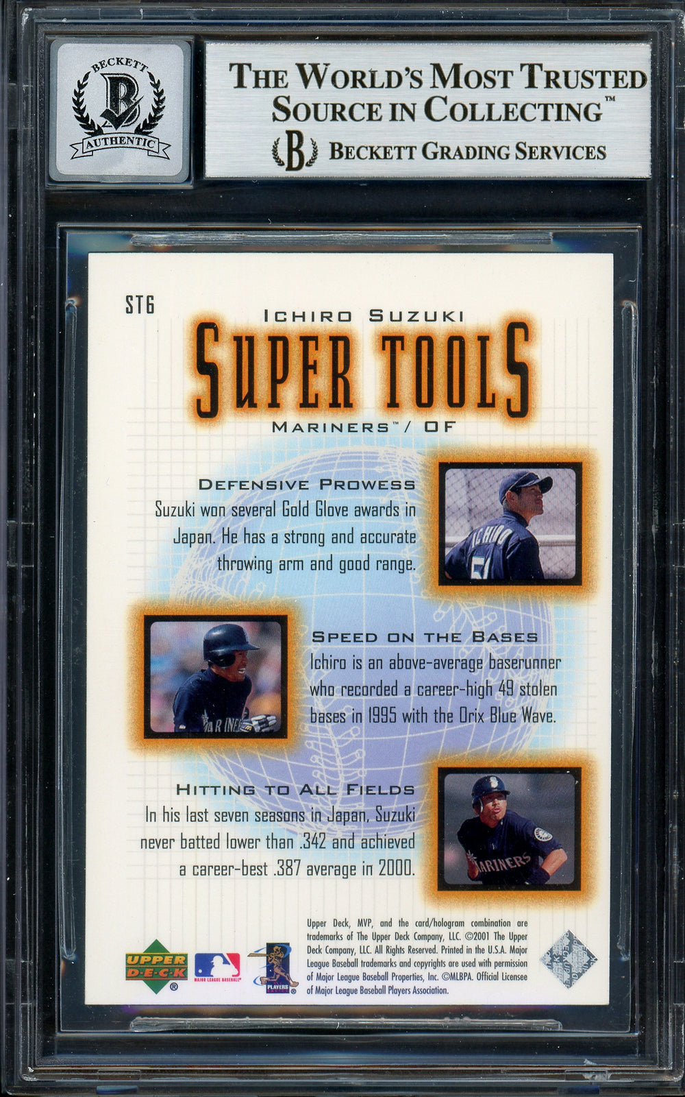 Ichiro Suzuki Auto Signed 2001 Upper Deck MVP Super Tools RC ST6 Sig 10 Beckett