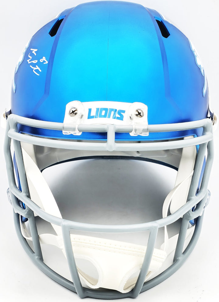 Sam LaPorta Auto Lions Flat Matte Blue 2023 Alternate FS Replica Helmet Beckett