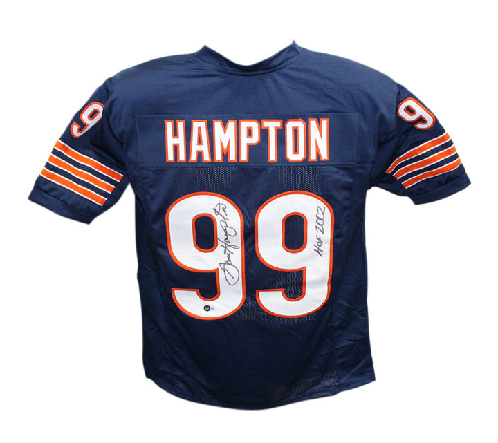 Dan Hampton Autographed/Signed Pro Style Blue HOF Jersey Beckett 41025