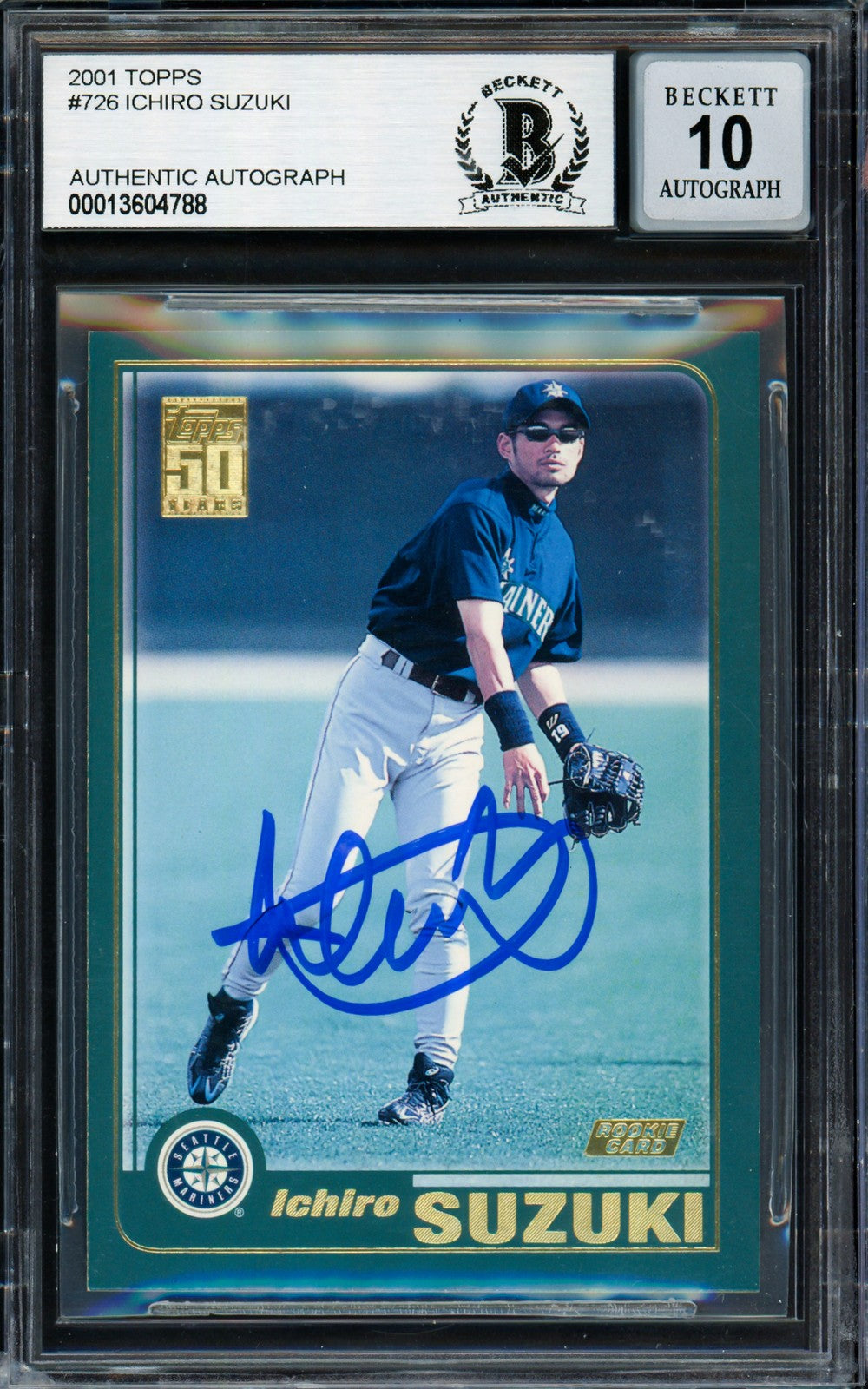 Ichiro Suzuki Signed 2001 Topps RC 726 Mariners Auto GM 10 Beckett #13604788