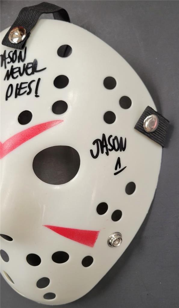 Ari Lehman signed "Jason Never Dies" Friday the 13th Mask autograph Beckett BAS